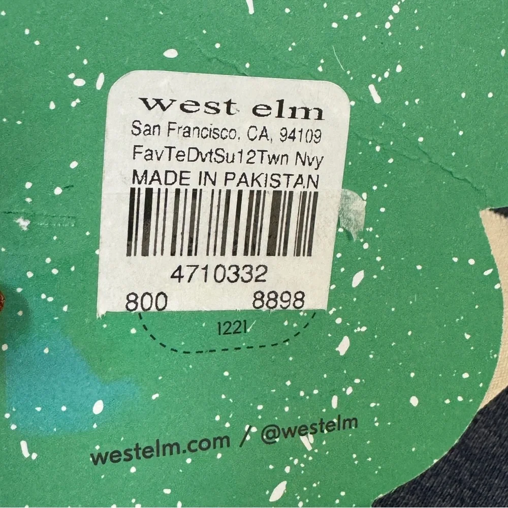 NWT West Elm Kids Favorite Tee Jersey Duvet Cover Rare Heathered Navy Blue Twin